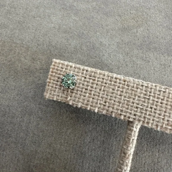 Greenish Blue Moissanite Stud Earrings - Picture 6 of 9